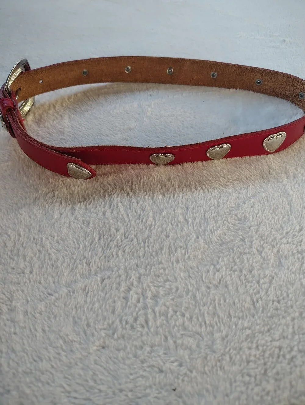 Red Heart Accent Women's Belt with Silver Buckle